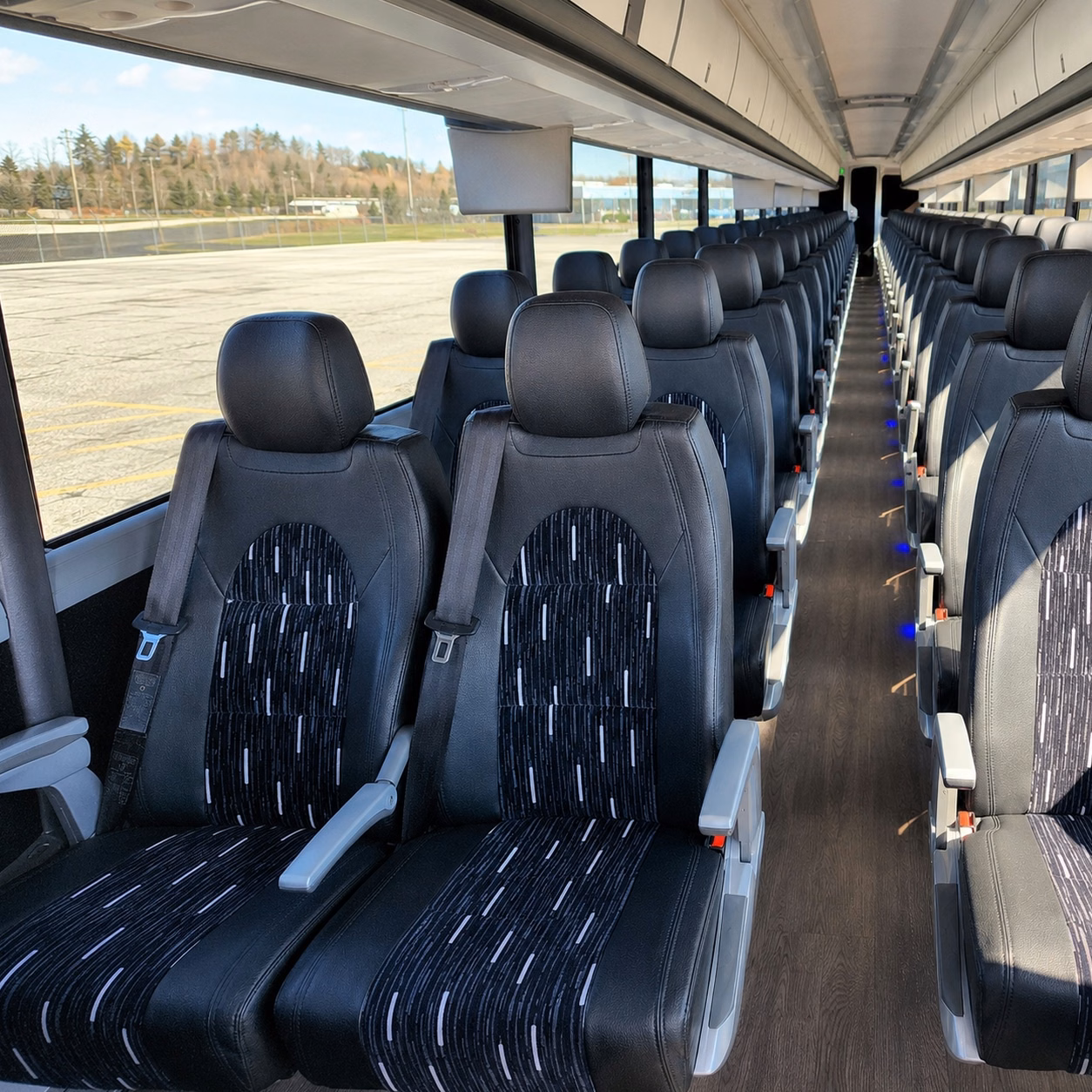 56 passenger charter bus inside
